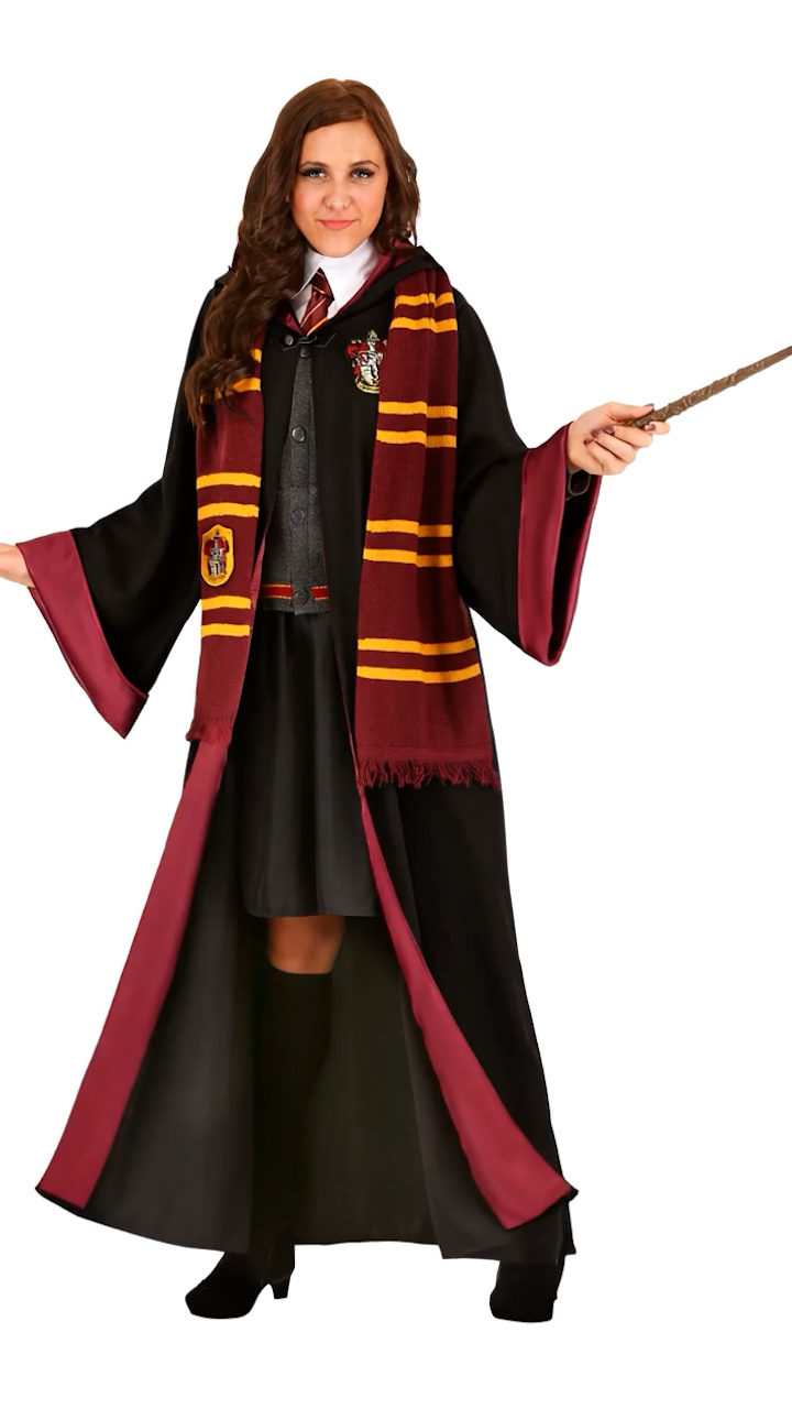 Harry Potter Hermione Deluxe Costume | Adult | Womens | L | Black/Orange/Red | Jerry Leigh
