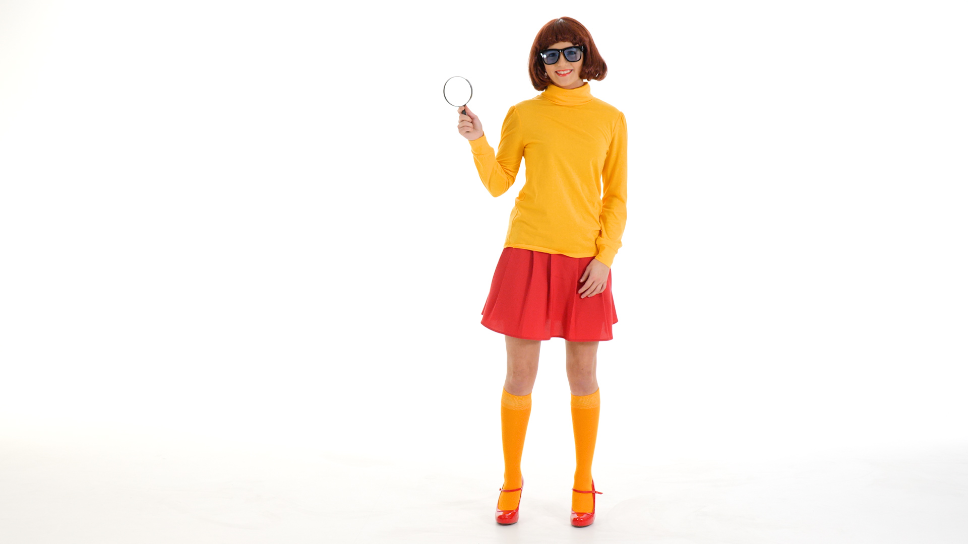 Sexy adult Velma scooby doo mini skirt costume