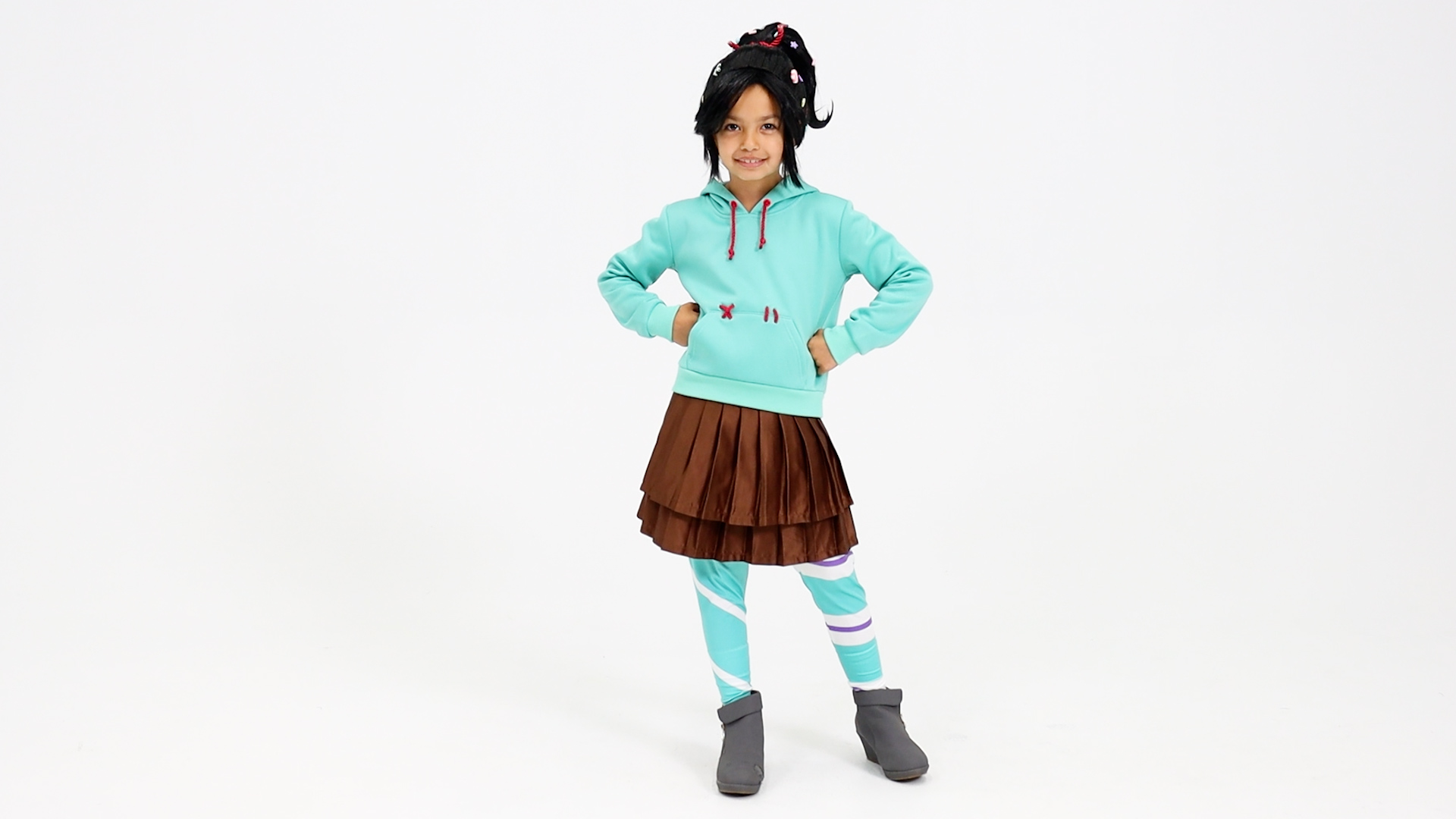  Fun Costumes Kid's Disney Wreck-It Ralph Vanellope Costume,  Vanellope von Schweetz Hoodie, Skirt & Leggings Cosplay Outfit Large :  Clothing, Shoes & Jewelry