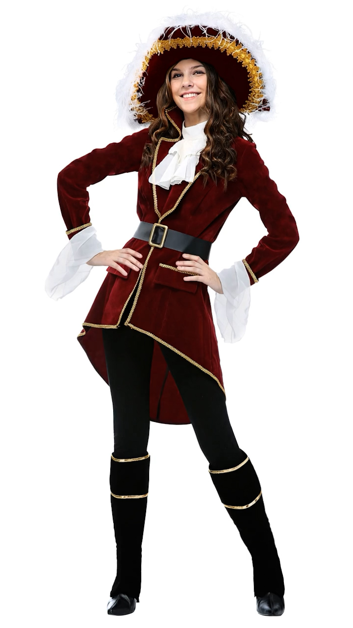 Women's Captain Hook Costume, Size: Small, Red