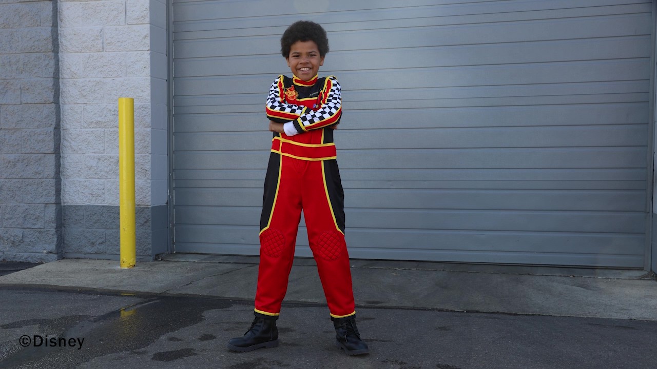 Gear up for racing fun with the Disney and Pixar Cars Pitcrew Uniform Kid's Costume! It is perfect for Halloween, parties, or Disney dress-up play!