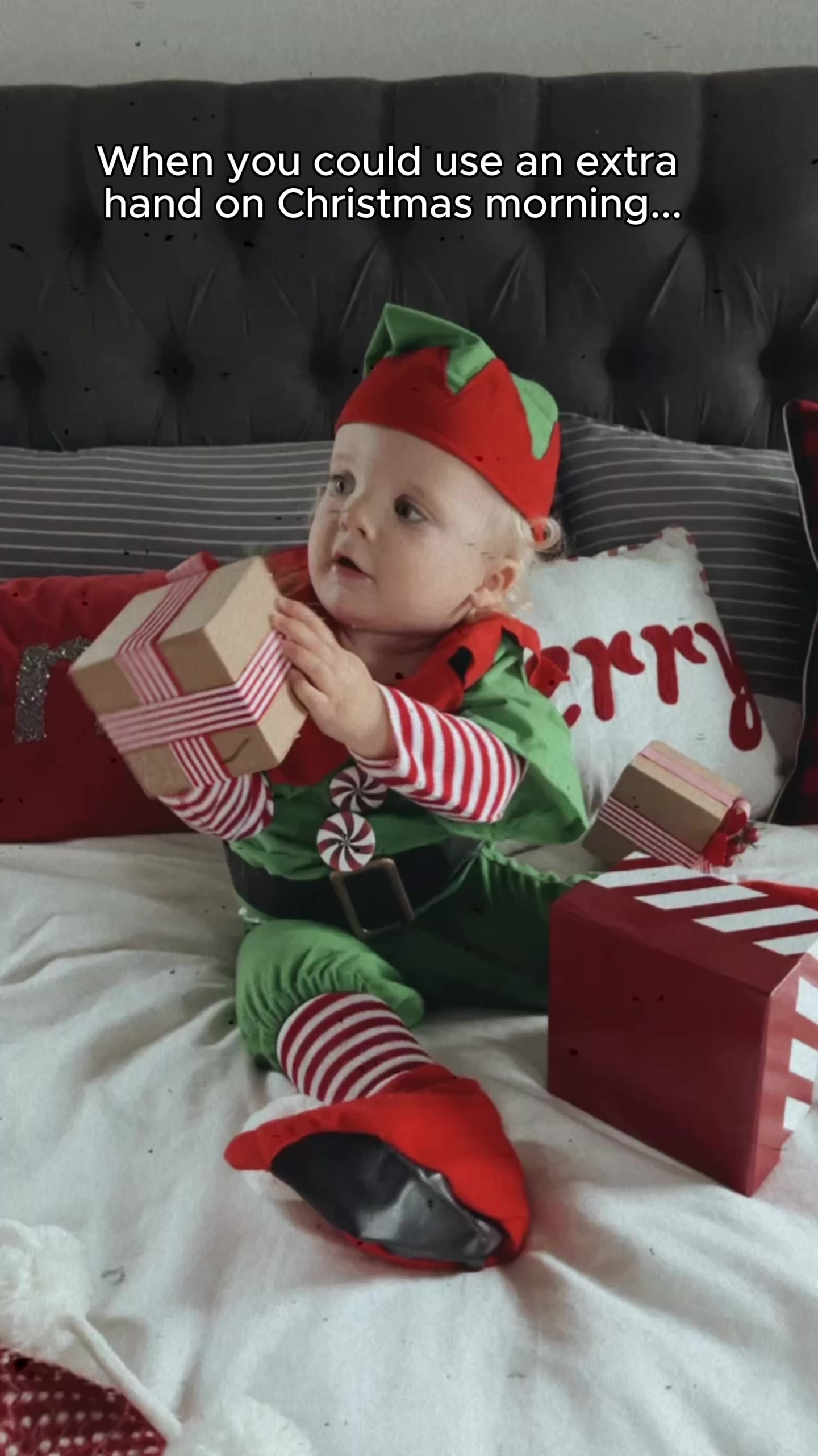 We've seen the list, and we've checked it twice. Your little one WILL BE Santa's cutest helper in this Christmas Elf Infant Costume. Please avoid leaving Santa's helper on a shelf.