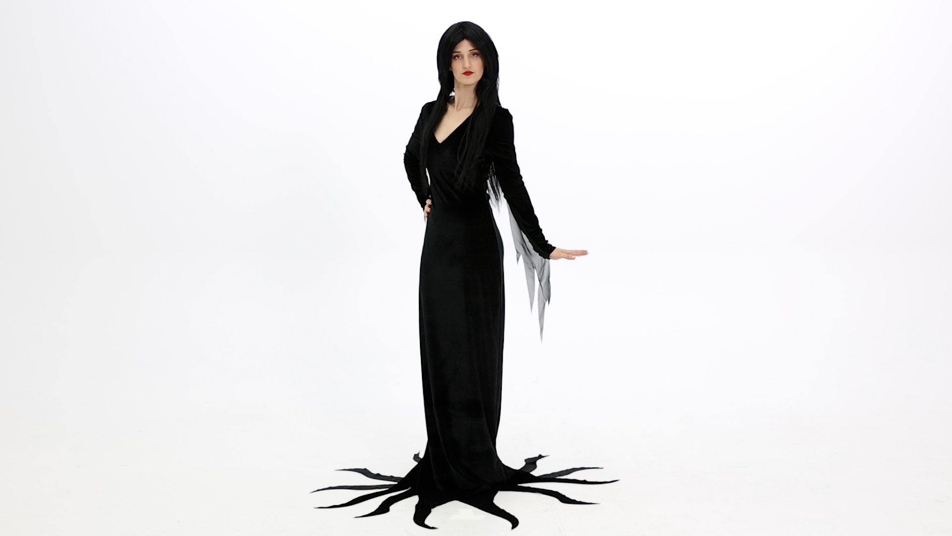 princess polly baby blue dress Wdgfv Costumes for Morticia Long Black Gothic Bat Sleeve Dress Halloween  Cosplay Costumes for Women main image 0