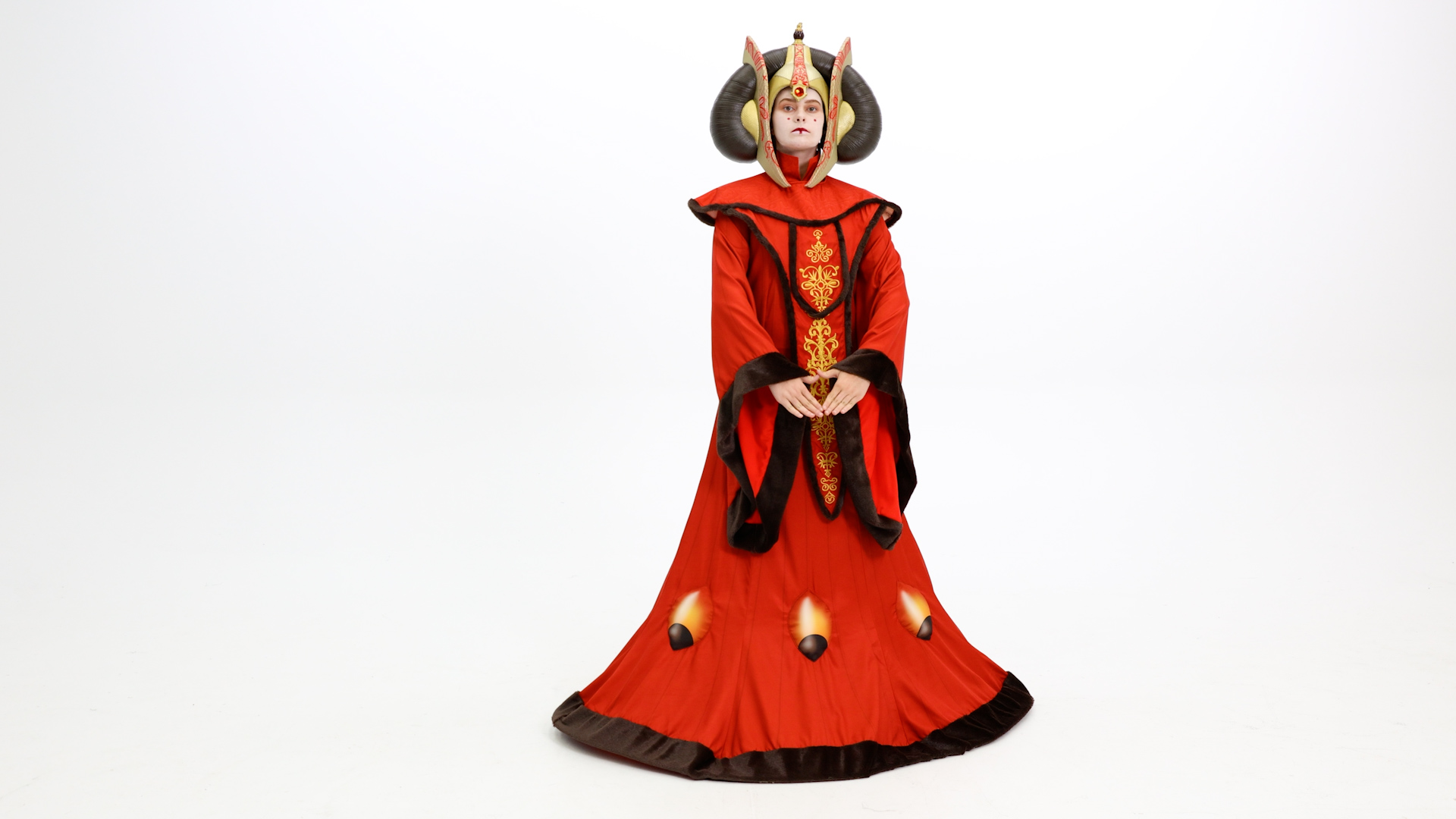 strapless open back dress Star Wars Padme Amidala Flame Colored Robes Cosplay Costume main image 1