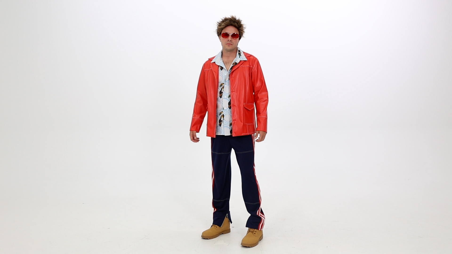 Déguisement Tyler Durden Fight Club - Veste Rouge Cuir & Top + Lunettes | Cosplay Homme Pour Halloween Et Fêtes