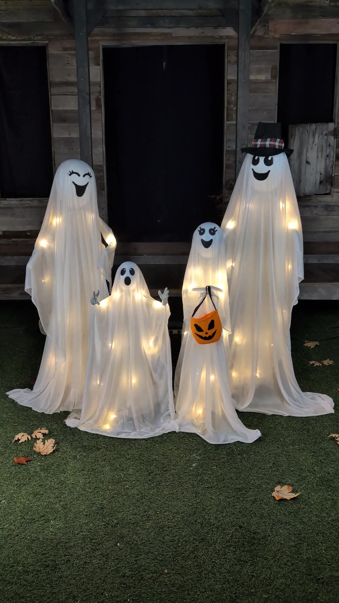 Transform your Halloween into a luminous spectacle with our Light Up High Spirited Ghost Family Halloween Decoration! Perfect for spooky charm, this ghostly ensemble glows with playful spirits, casting an eerie yet delightful ambiance for your Halloween festivities.