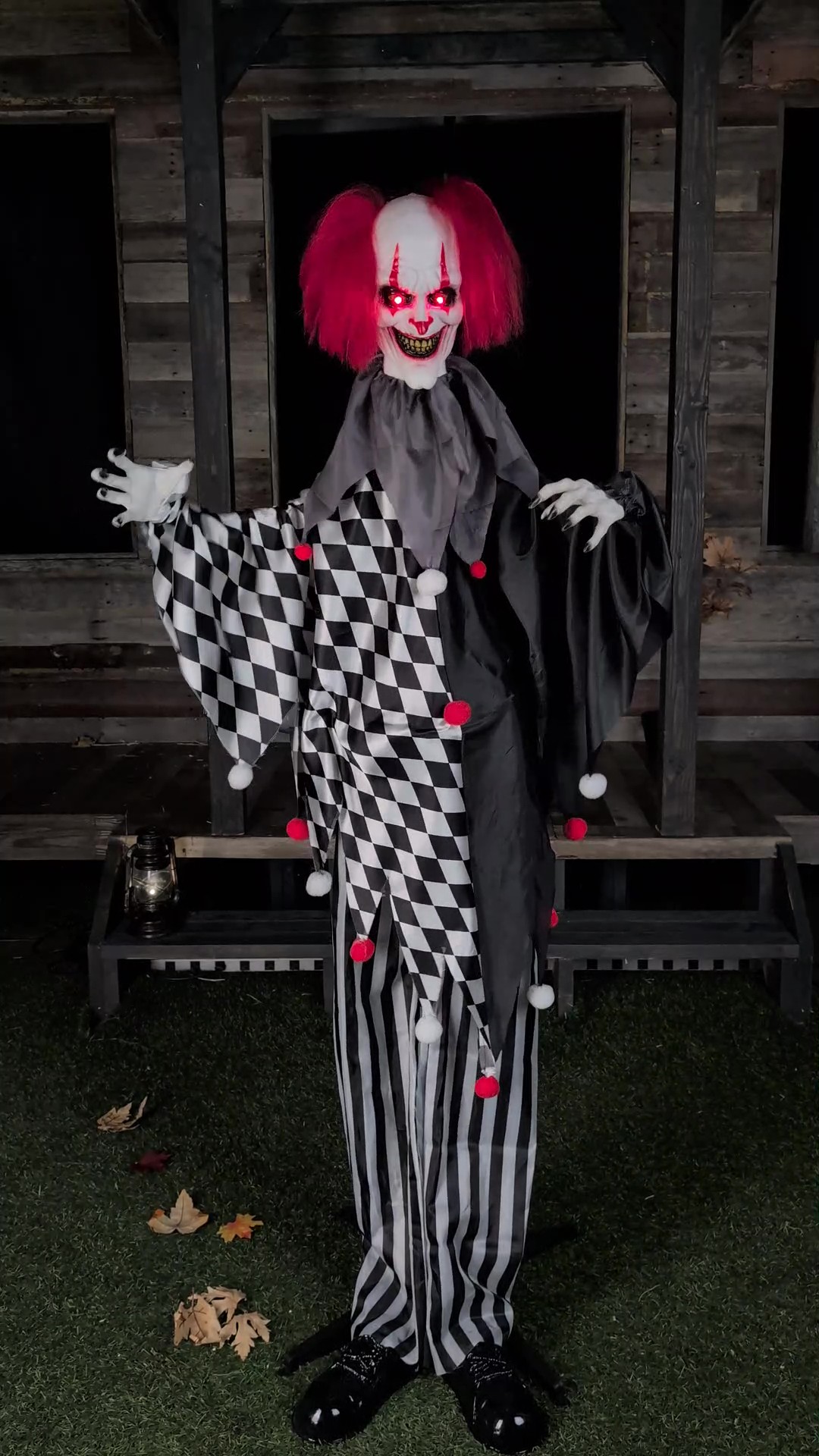 Standing at 5.6 feet tall, the Gonna Getcha Animated Clown is ready to pounce with sinister sounds, jerky movements, and a wicked grin. A must-have for anyone looking to add serious scares to their Halloween display.