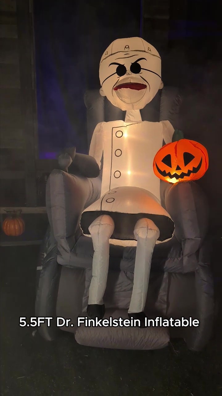 Add mad scientist charm with the 5.5FT Nightmare Before Christmas Inflatable Dr. Finkelstein Decoration. It is ideal for Nightmare Before Christmas fans and Halloween décor!
