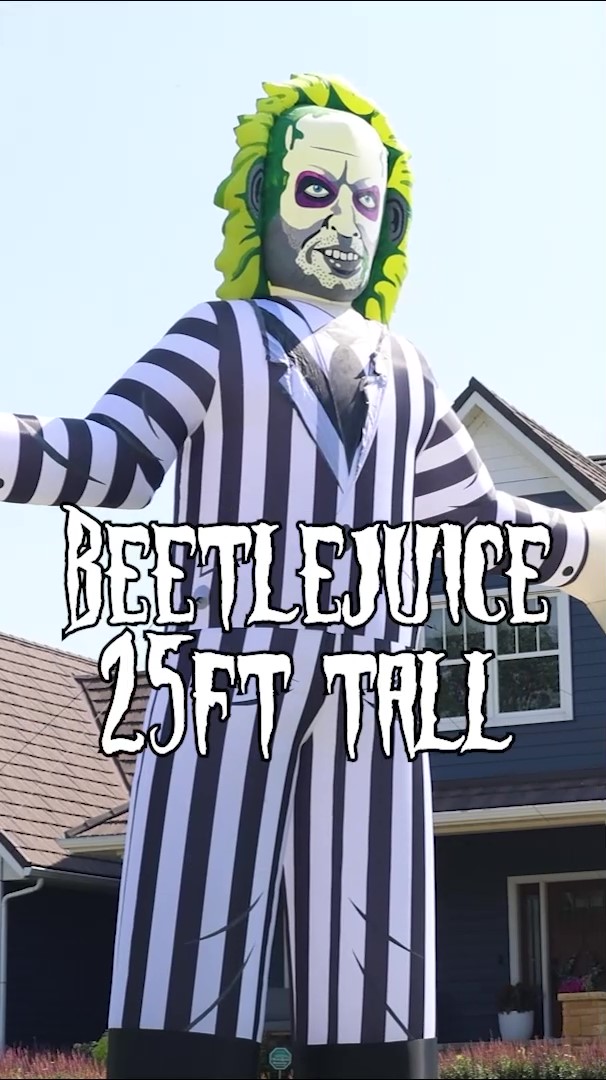 Make your Halloween display larger than life with this 25FT Colossal Inflatable Beetlejuice Decoration! This colossal decoration is perfect for making a bold and fun statement on your lawn this holiday season!