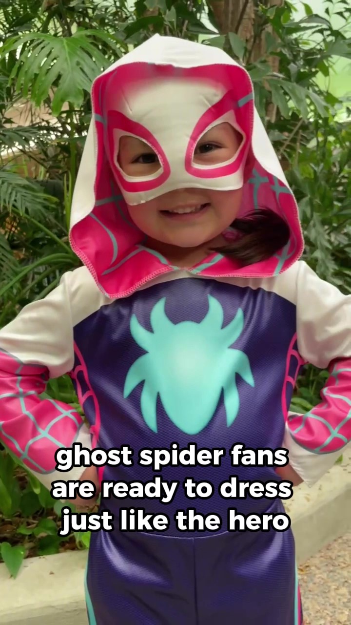 Why should you have to swing around New York as Spider-Man, when you can dress up in this adorable Girl's Toddler Ghost Spider Costume for Halloween instead?