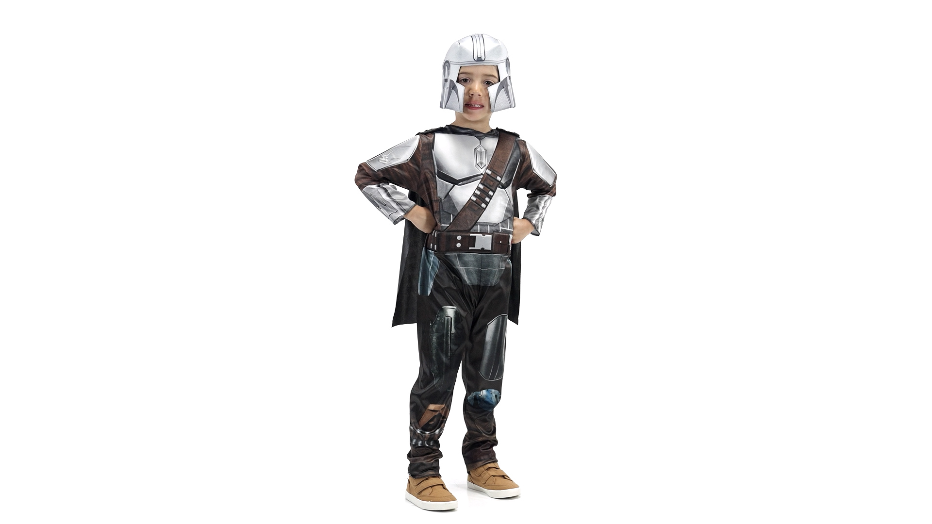 Costume Mandaloriano Per Bambini Con Casco E Mantello - Cosplay Universo Alieno Per Halloween E Feste - Taglie S/M/L (4-10 Anni) - 4
