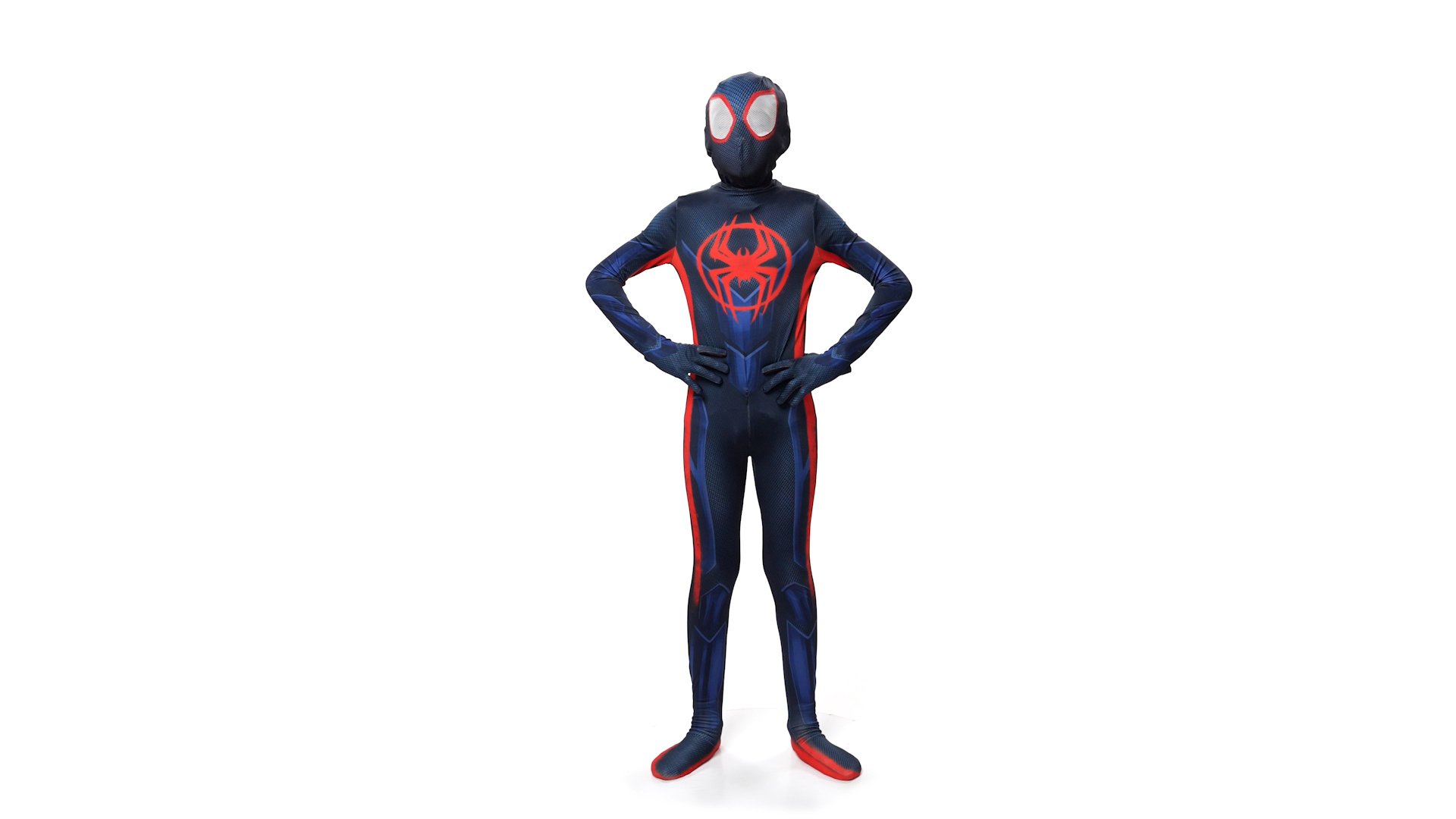 Costume Intero Spider-Man Miles Morales Per Bambini, Tuta Cosplay Halloween Con Effetto Elasticizzato