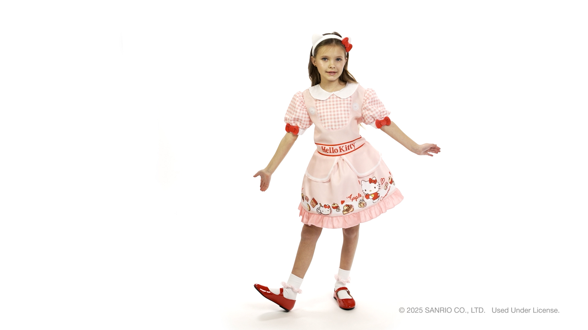 hello kitty dress for birthday girl Satin Puff-Sleeve Sequin Character-Themed Hello Kitty Full-Length Gown –  www.liandli.in main image 1