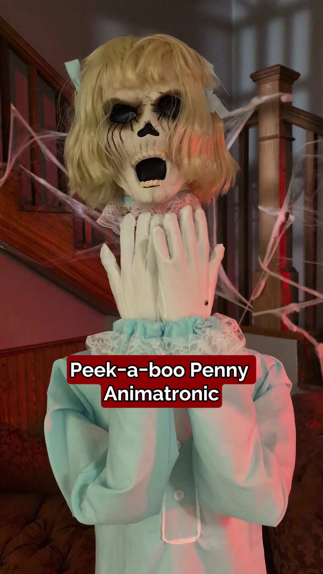 Bring creepy doll vibes to your décor with the 5FT Animatronic Peekaboo Penny Decoration, a haunting touch for any Halloween setup.