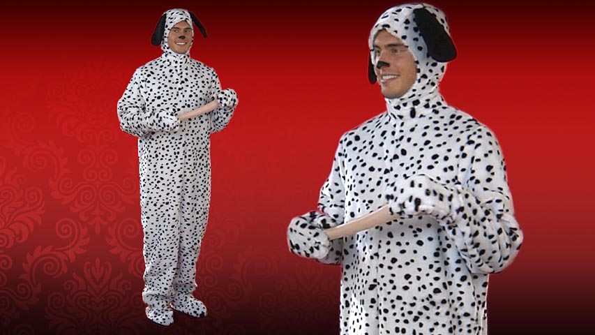 Wearing this Adult Dalmatian Costume means that everyone will be asking you, ''What's up, dog?'' It also means that weird cartoon villains might want to make fashionable clothes out of you and your 101 buddies.