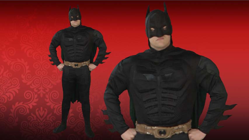 Become the Dark Knight in this muscle-chest adult Batman costume.  This costume makes a great couples costume with one of our Catwoman, Poison Ivy or Harley Quinn costumes.
