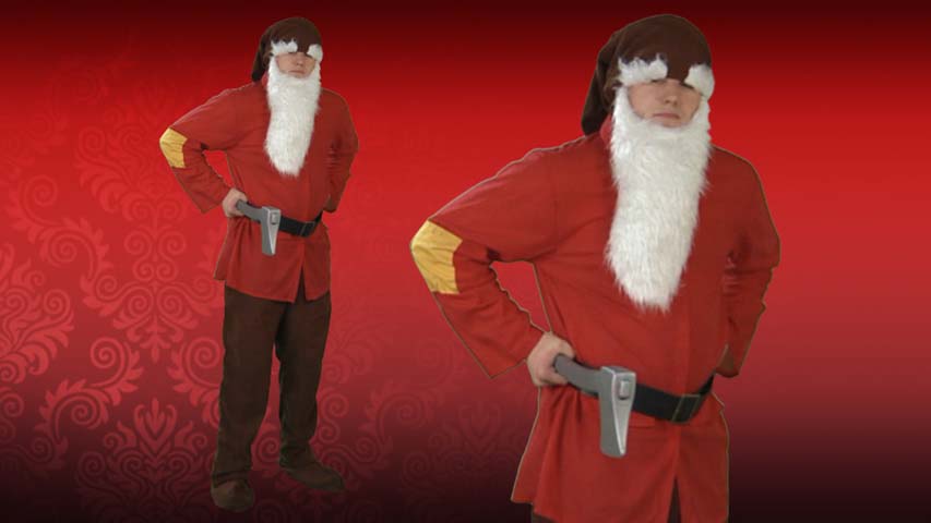 Hi Ho, Hi Ho! This adult Dwarf costume hopefully won't make you bashful or grumpy this Halloween.  Pair with a Snow White costume for a great couples costume idea.