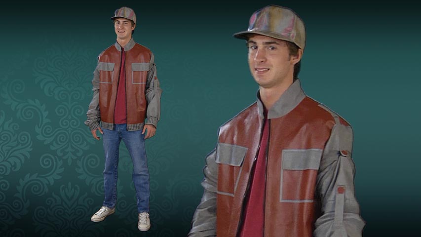 "Your jacket is now dry." Transport yourself to 2015 with our Back to the Future Marty McFly Jacket! It's right out of Back to the Future part 2! Even comes with movie props!