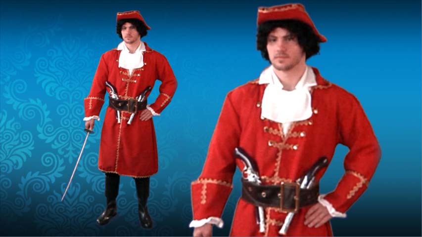 Captain Blackheart Pirate Costume Red Pirate Jacket 0849