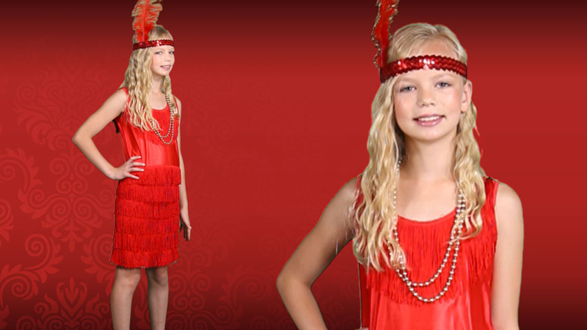 She'll look great in red. In fact she'll look like she just stepped out of a speakeasy! Let her be a roaring twenties star with this flapper costume!