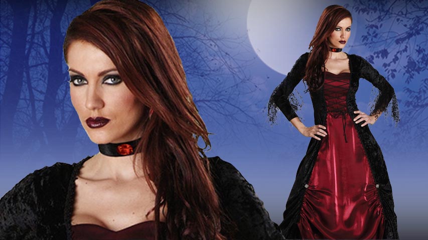 This Vampira is a highly detailed women's vampire costume.  The costume goes well with any of our mens Dracula costumes for a couples costume idea.