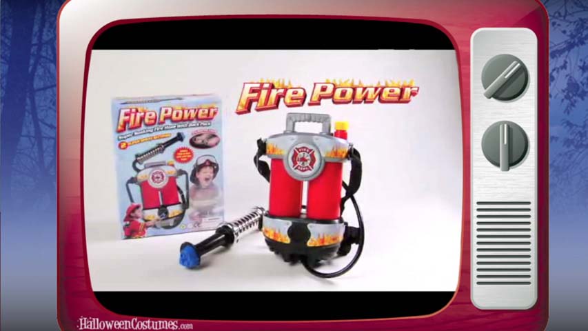 This Firefighter hose backpack is a functional water toy that can shoot up to 30 feet.  A great accessory for Halloween or summer water toy.