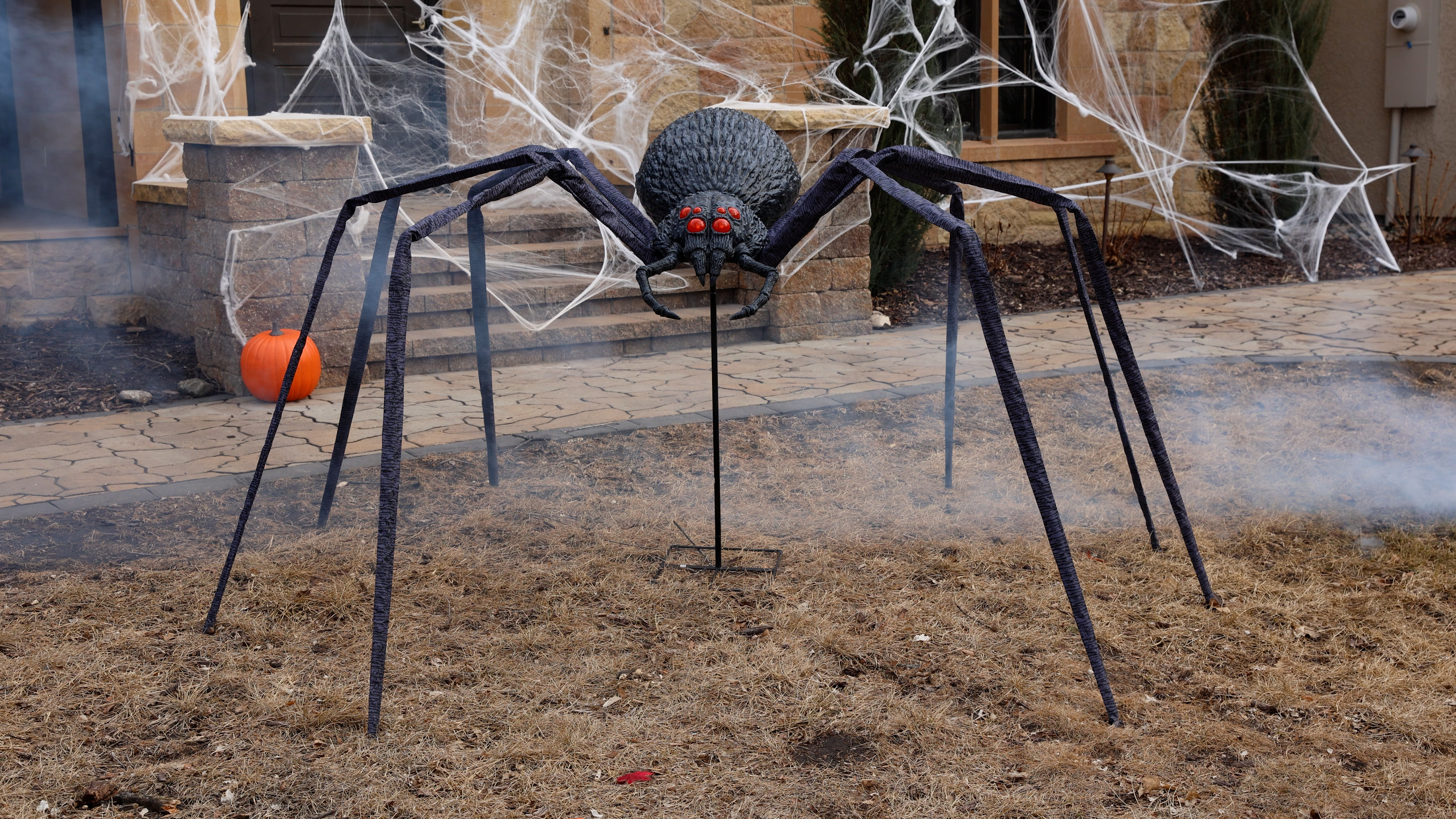 Spin a web of fright with Leggs the Giant Yard Spider Halloween Decoration—ideal for Halloween displays that need a larger-than-life creepy crawler.