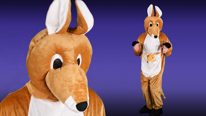 This kangaroo mascot costume is a high quality costume that is perfect for sporting events and special promotions.