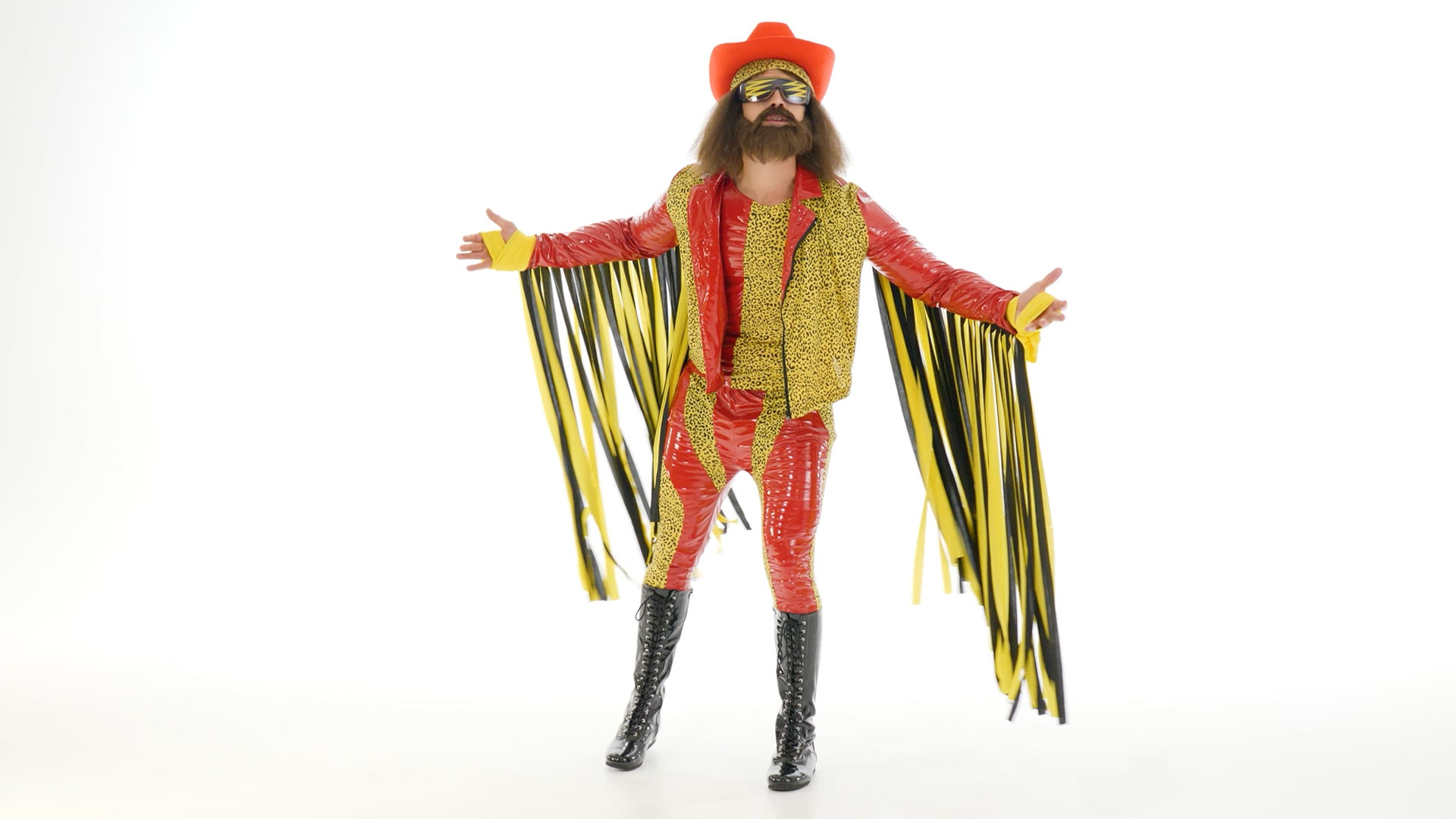 Wear this exclusive Plus Size Macho Man Randy Savage Costume and become a pro wrestling legend.  Available in 2X, 3X and 4X.