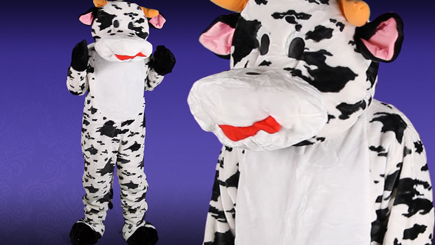 People will have a cow when they see you in this funny animal costume. This Mascot Cow Costume is great for cheering on the home team!