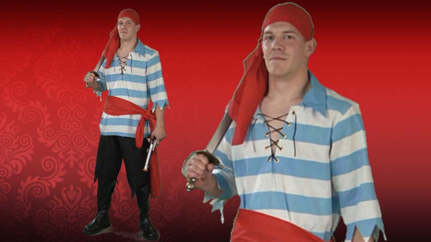 This pirate costume will having you pillaging across the seven seas. This outfit also goes well as a Mr. Smee costume, the right hand man of the Captain Hook.