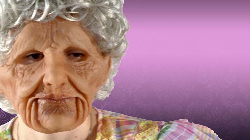 This old woman mask is a unique scary mask that will definitely be fooling your friends this halloween.  The super soft skin latex moves with your own facial movements and the mask has an attached wig.