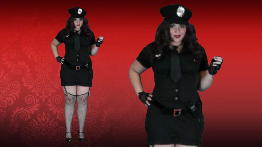 You will be putting all the naughty men in cuffs with this Plus Size Dirty Cop costume. The outfit comes with the dress, hat, tie, gloves, belt and toy walkie talkie.