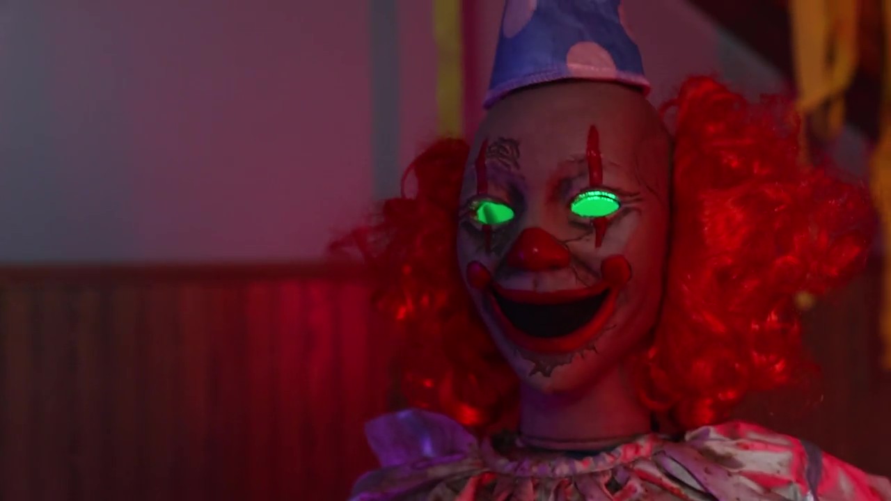 Bring unsettling carnival vibes with the Rocking Elephant Clown Animatronic, a haunting addition to your Halloween or haunted house decor.