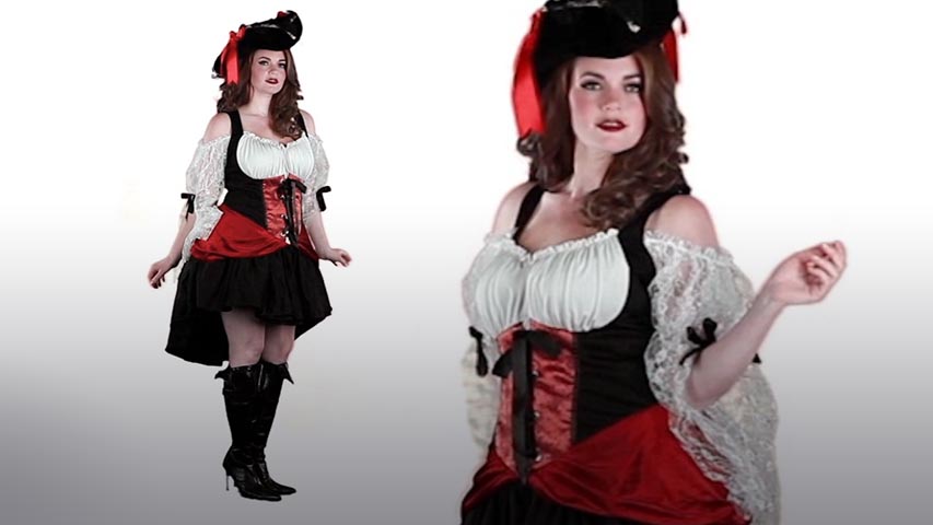 Ahoy matey! Make the pirates drool over you when they wear this Women's Plus Size Wicked Wench Costume.