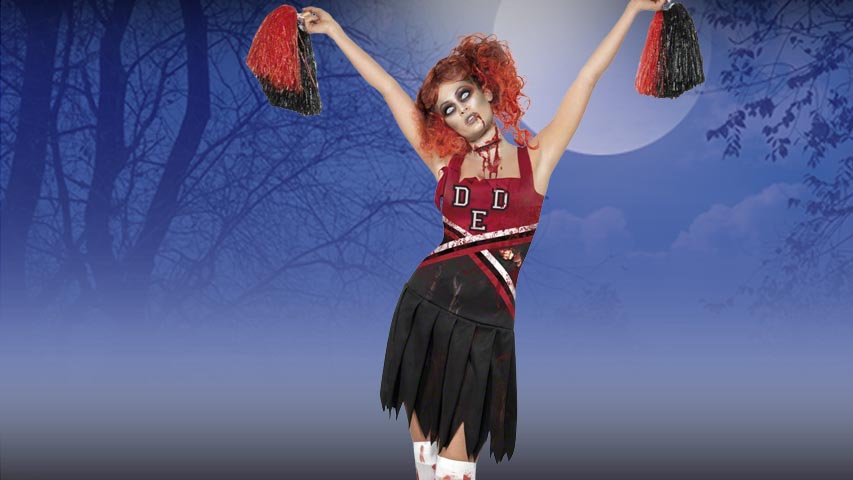 B-R-A-I-N-S, what does that spell? Brains! It is not hard to imagine all the fun you will have on Halloween dressed as a zombie cheerleader. The blood splattered cheerleader uniform also comes with pom poms. Get a group together of zombie cheerleaders to hoard around at your next pub crawl.