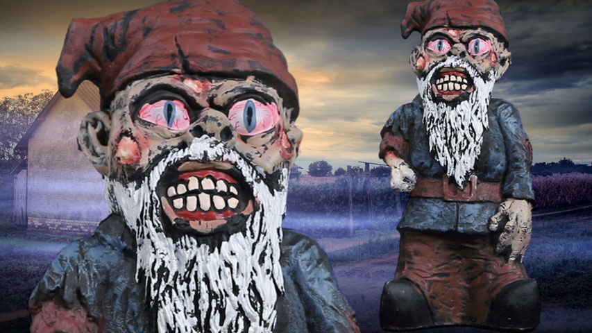 Turn your yard into revenge of the Zombie Gnomes! This Zombie Yard Gnome is ready to terrify the neighborhood kids! Creepify your outdoor scene with this great prop.